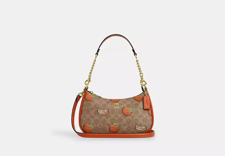 09 - SOBRE PEDIDO - COACH Teri Shoulder Bag In Signature Canvas With Orange Print