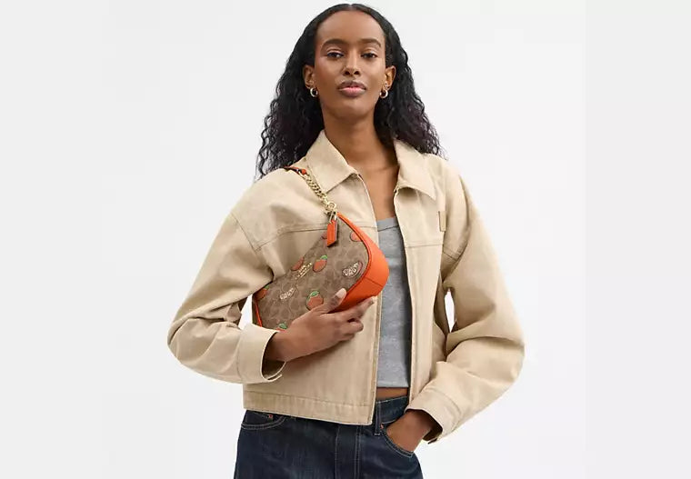 09 - SOBRE PEDIDO - COACH Teri Shoulder Bag In Signature Canvas With Orange Print