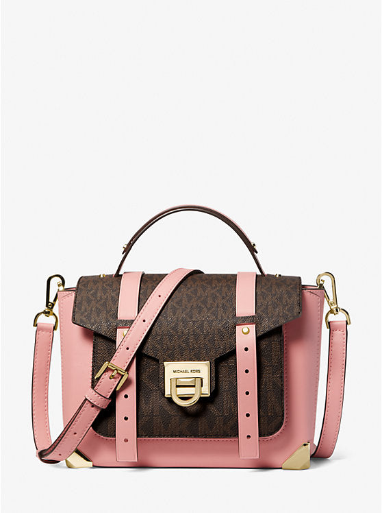 121 - MICHAEL KORS Manhattan Medium Leather and Logo Satchel
