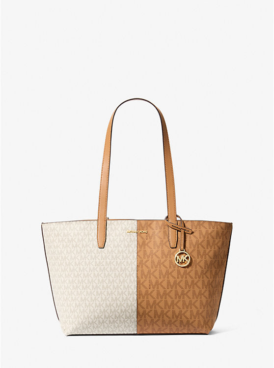 126 - MICHAEL KORS Jet Set Medium Two-Tone Logo Tote Bag