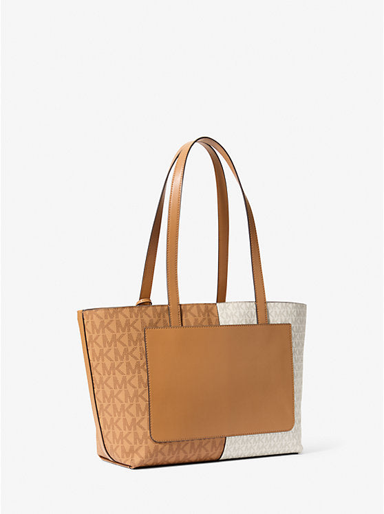 126 - MICHAEL KORS Jet Set Medium Two-Tone Logo Tote Bag