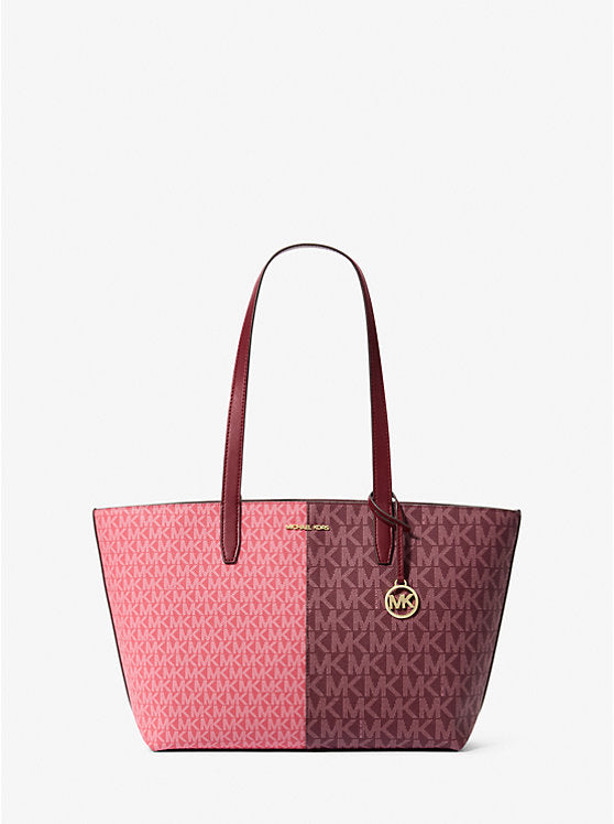 127 - MICHAEL KORS Jet Set Medium Two-Tone Logo Tote Bag