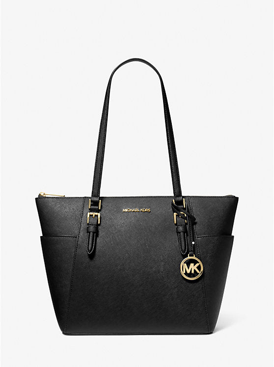 132 - MICHAEL KORS Charlotte Large Saffiano Leather Top-Zip Tote Bag
