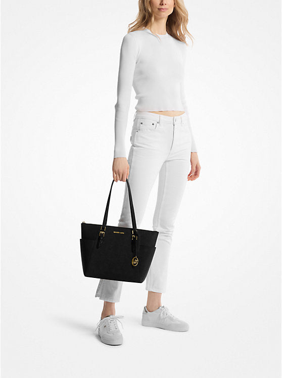 132 - MICHAEL KORS Charlotte Large Saffiano Leather Top-Zip Tote Bag