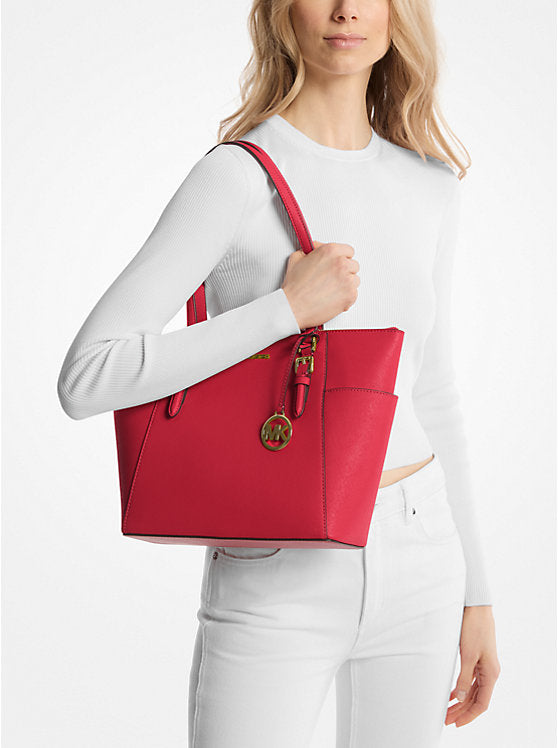 134 - MICHAEL KORS Charlotte Large Saffiano Leather Top-Zip Tote Bag