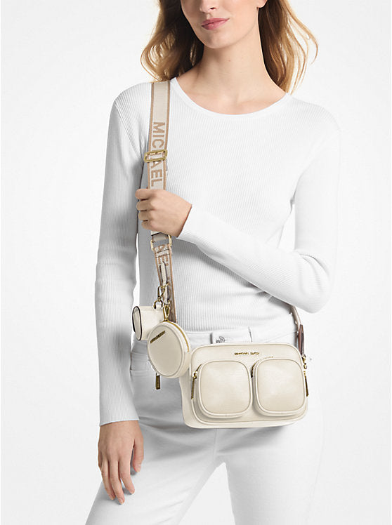 135 - MICHAEL KORS Jet Set Medium Leather Crossbody Bag with Case for Apple Airpods Pro