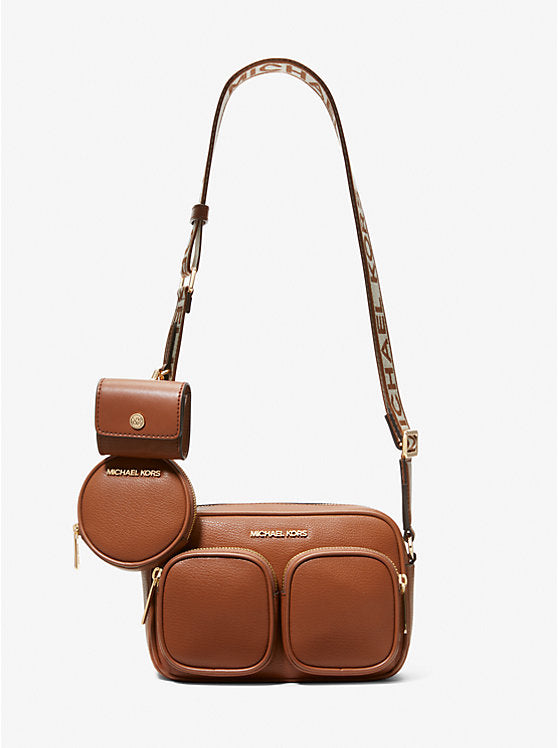 136 - MICHAEL KORS Jet Set Medium Leather Crossbody Bag with Case for Apple Airpods Pro