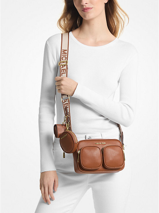 136 - MICHAEL KORS Jet Set Medium Leather Crossbody Bag with Case for Apple Airpods Pro