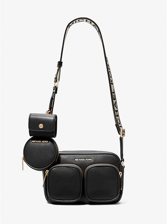 137 - MICHAEL KORS Jet Set Medium Leather Crossbody Bag with Case for Apple Airpods Pro