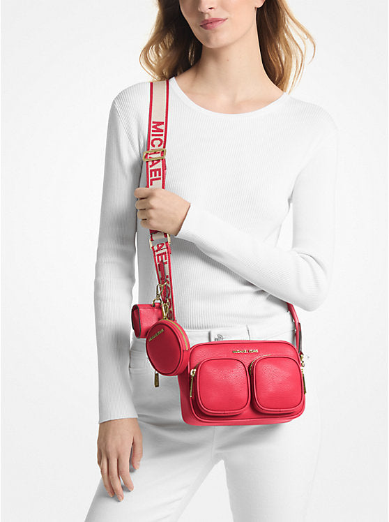 138 - MICHAEL KORS Jet Set Medium Leather Crossbody Bag with Case for Apple Airpods Pro