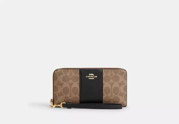 14 - ENTREGA INMEDIATA - COACH Long Zip Around Wallet In Signature Canvas With Stripe