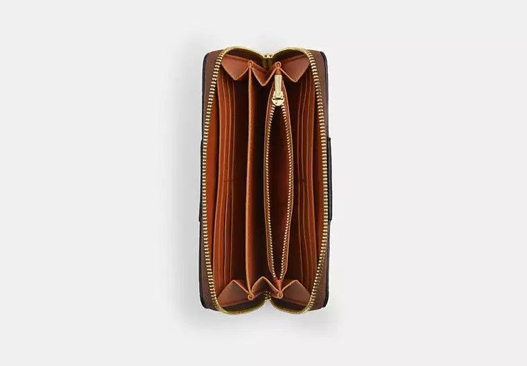 14 - ENTREGA INMEDIATA - COACH Long Zip Around Wallet In Signature Canvas With Stripe