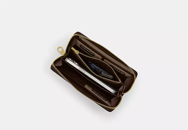 14 - ENTREGA INMEDIATA - COACH Long Zip Around Wallet In Signature Canvas With Stripe