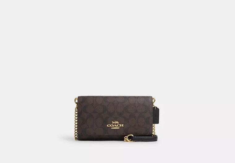 20 - COACH Flap Clutch Crossbody In Signature Canvas