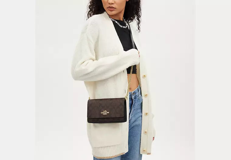 20 - COACH Flap Clutch Crossbody In Signature Canvas