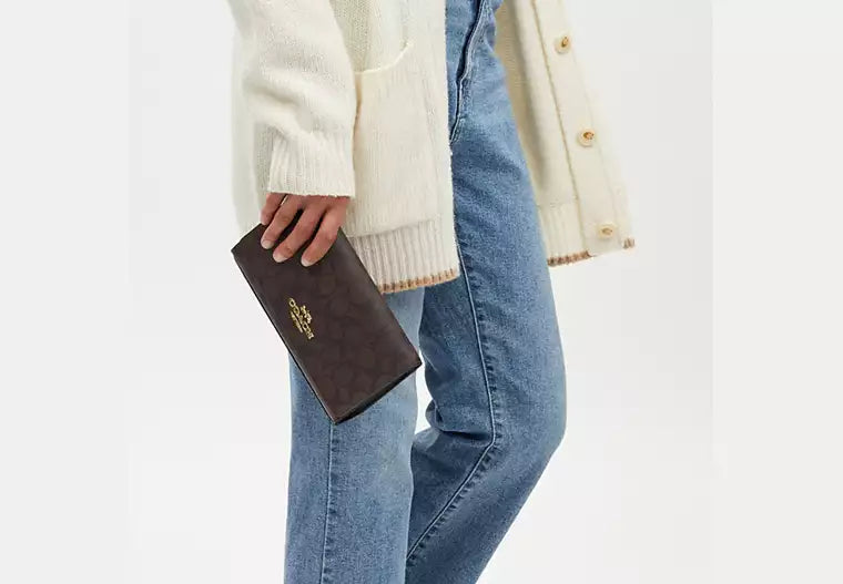 20 - COACH Flap Clutch Crossbody In Signature Canvas