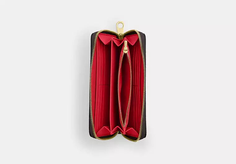 207 - COACH Long Zip Around Wallet In Signature Canvas With Stripe