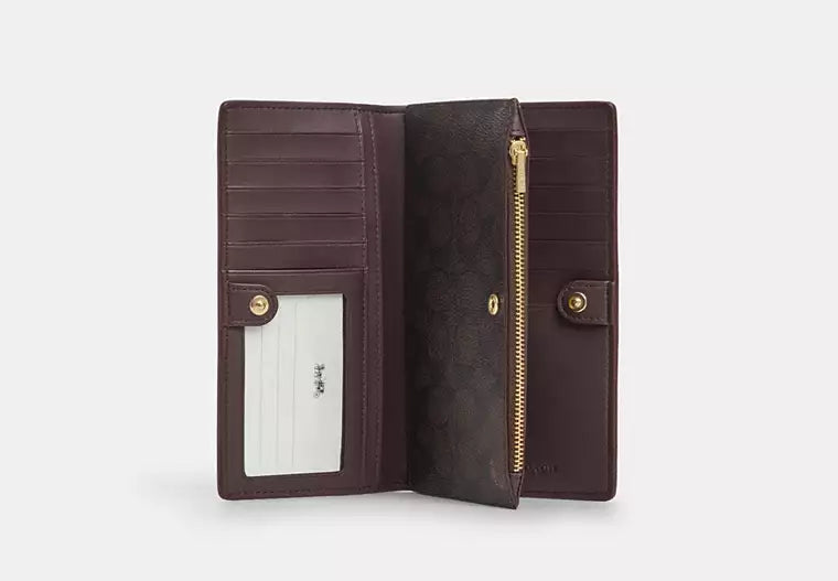 224 - COACH Slim Zip Wallet In Colorblock Signature Canvas