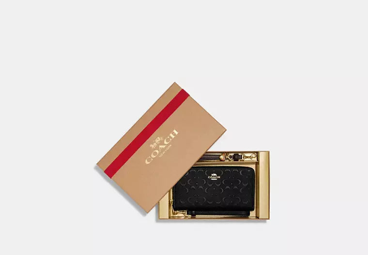 225 - COACH Boxed Long Zip Around Wallet In Signature Leather