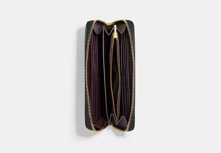 225 - COACH Boxed Long Zip Around Wallet In Signature Leather