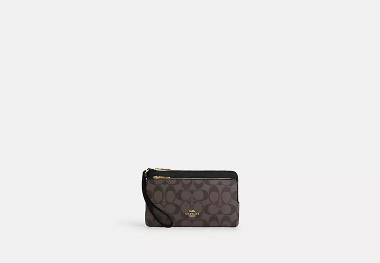 229 - COACH Double Zip Wallet In Signature Canvas