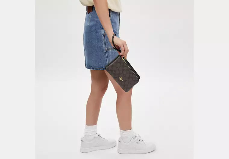 229 - COACH Double Zip Wallet In Signature Canvas