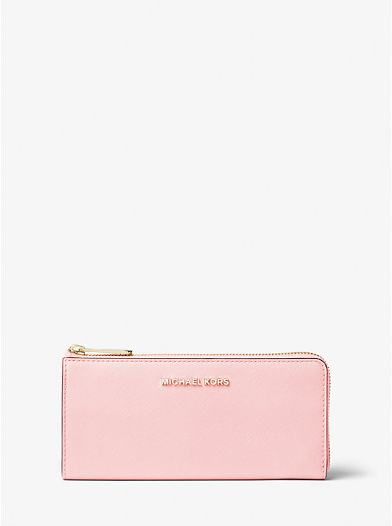 245 - MICHAEL KORS Jet Set Travel Large Saffiano Leather Quarter-Zip Wallet