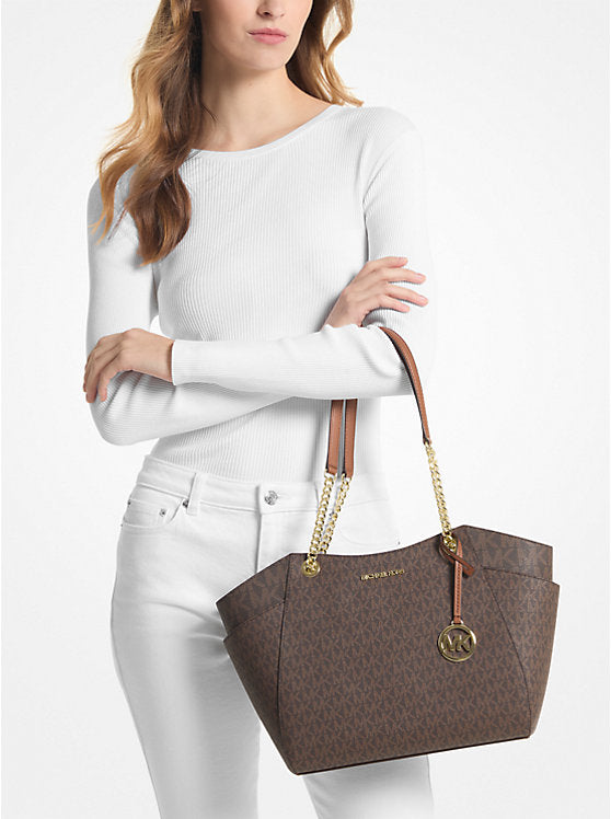 34 - SOBRE PEDIDO - MICHAEL KORS Jet Set Large Signature Logo Shoulder Bag