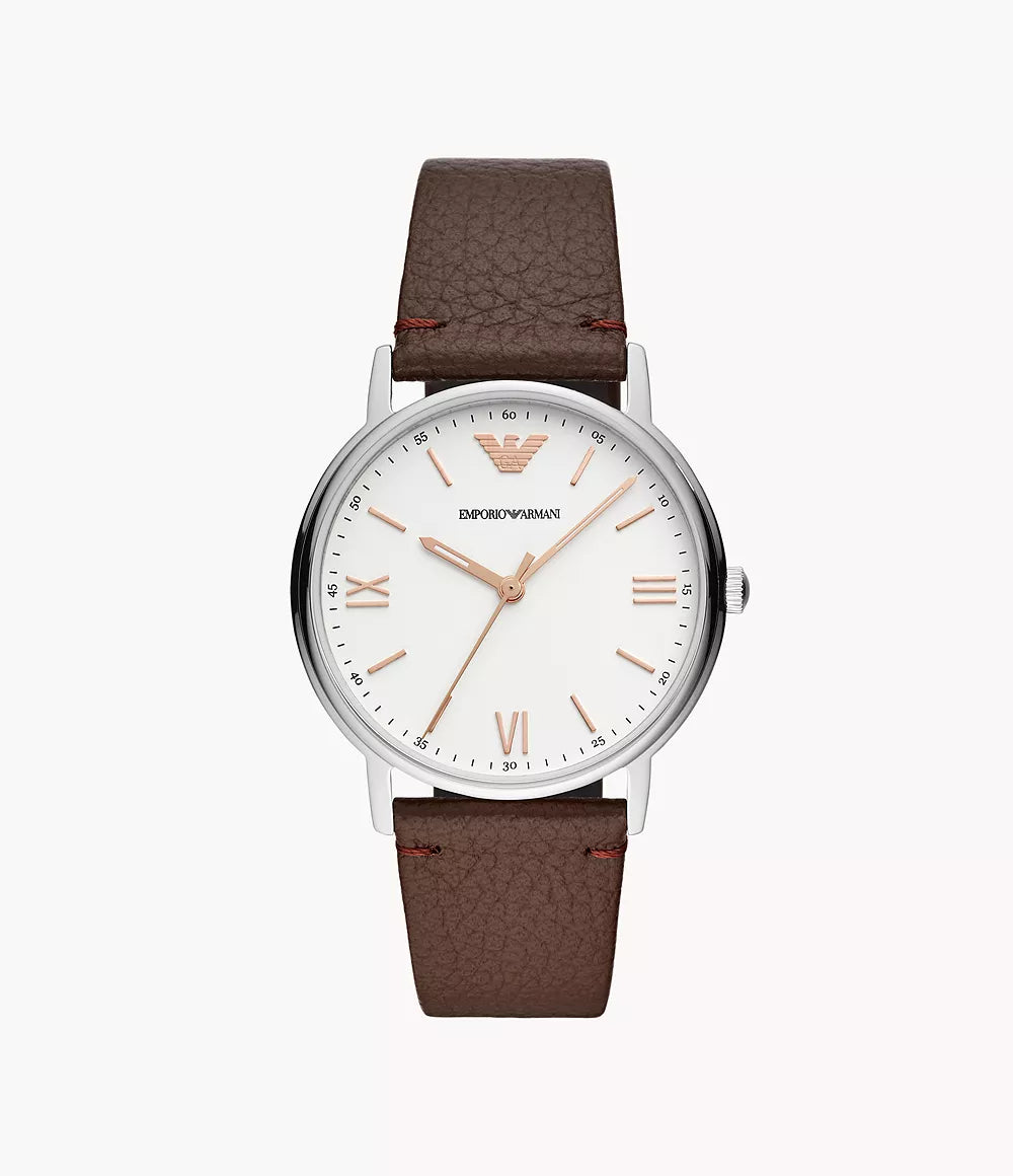 39 - ENTREGA INMEDIATA - Emporio Armani Men's Three-Hand Brown Leather Watch