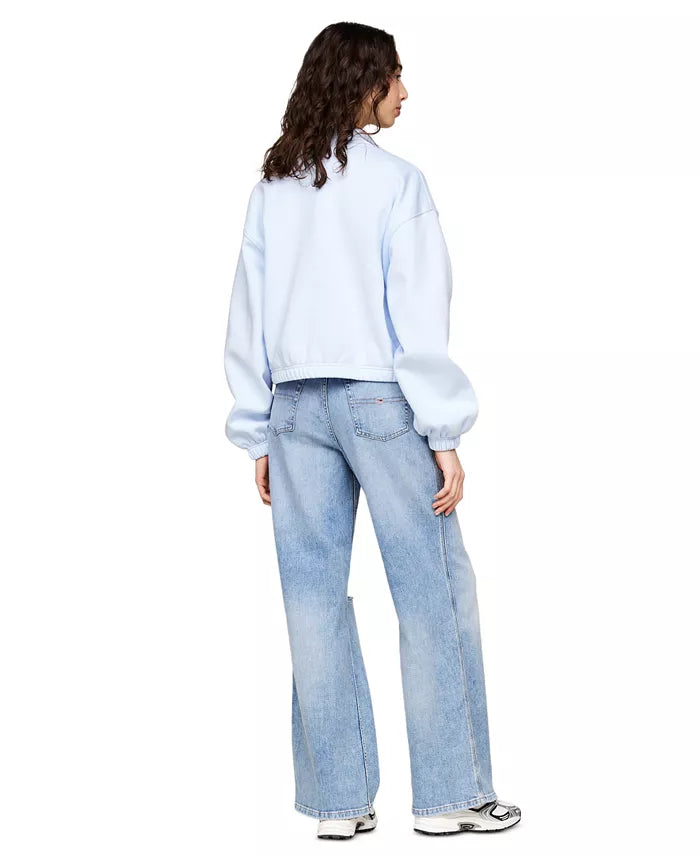 475 - Tommy Jeans Women's Cropped Quarter-Zip Crewneck Sweatshirt