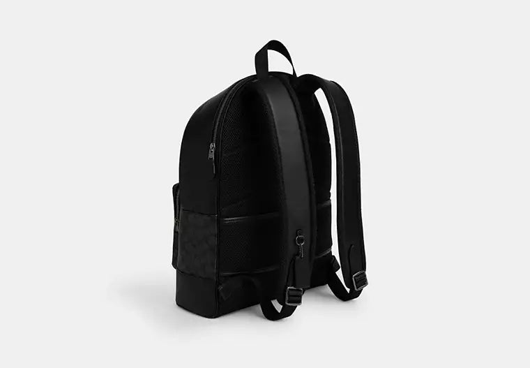 664 - COACH West Backpack In Signature Canvas With Varsity Stripe