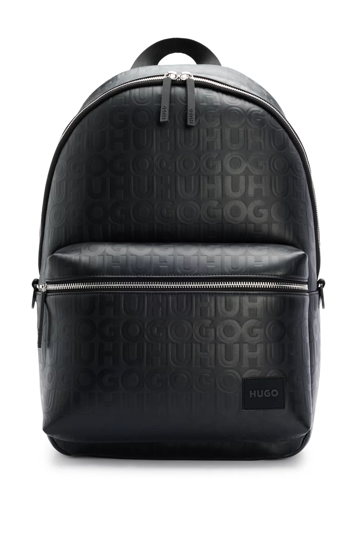 675 - HUGO BOSS Faux-leather backpack with repeat-logo motif