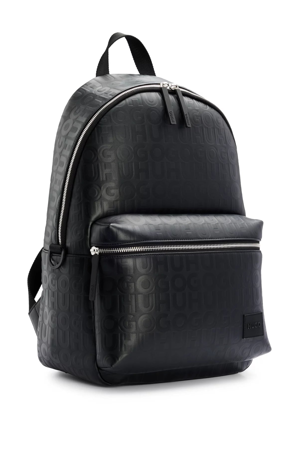675 - HUGO BOSS Faux-leather backpack with repeat-logo motif