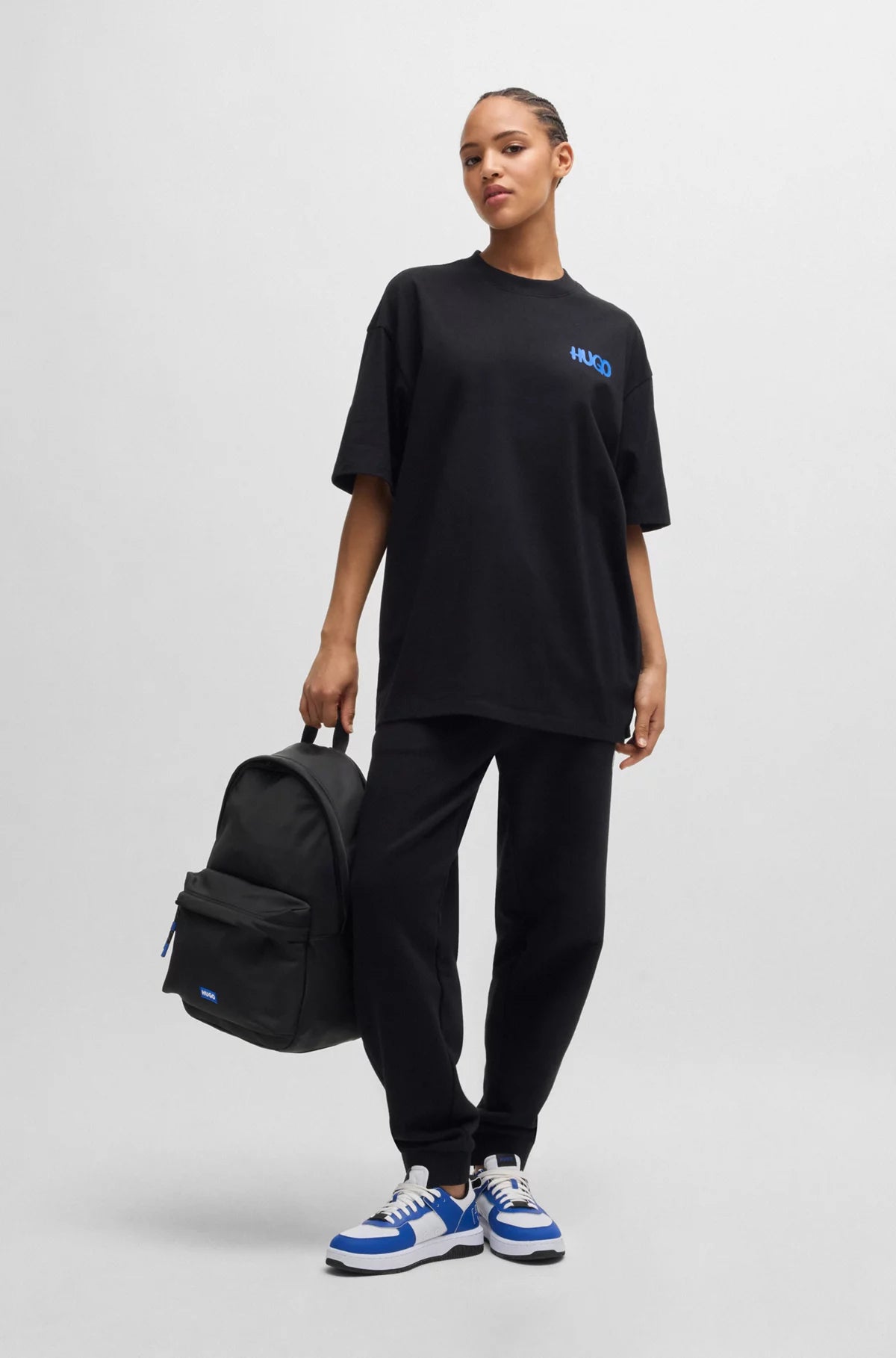 676 - HUGO BOSS Twill backpack with blue logo label