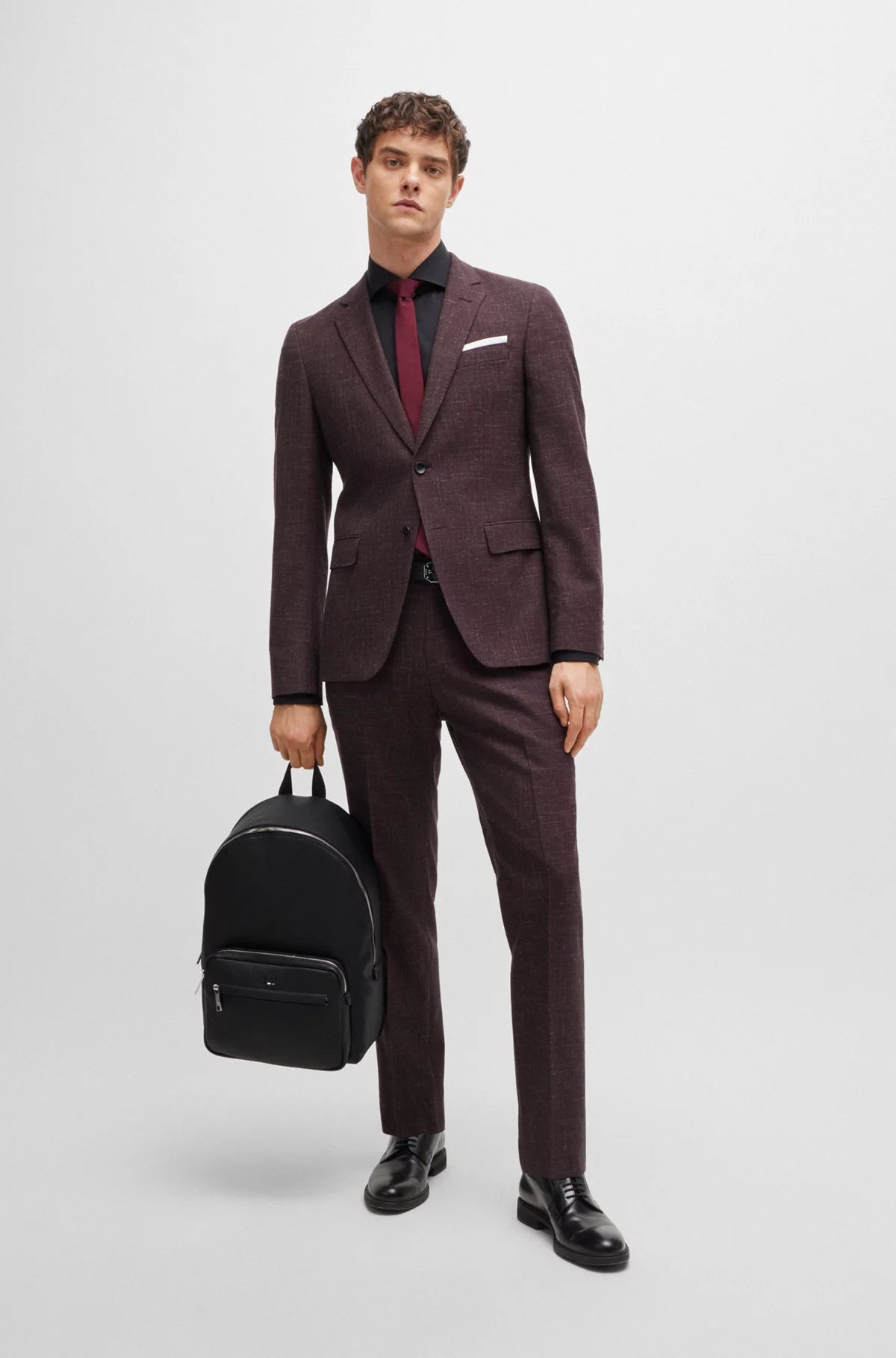 677 - HUGO BOSS Faux-leather backpack with logo and signature stripe