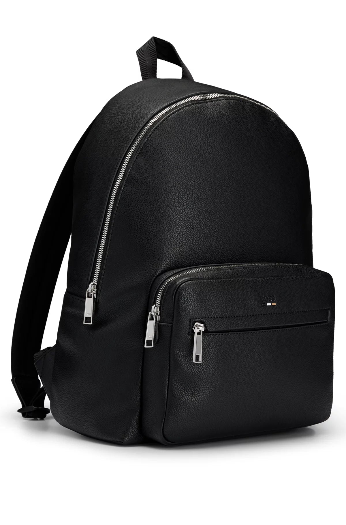 677 - HUGO BOSS Faux-leather backpack with logo and signature stripe