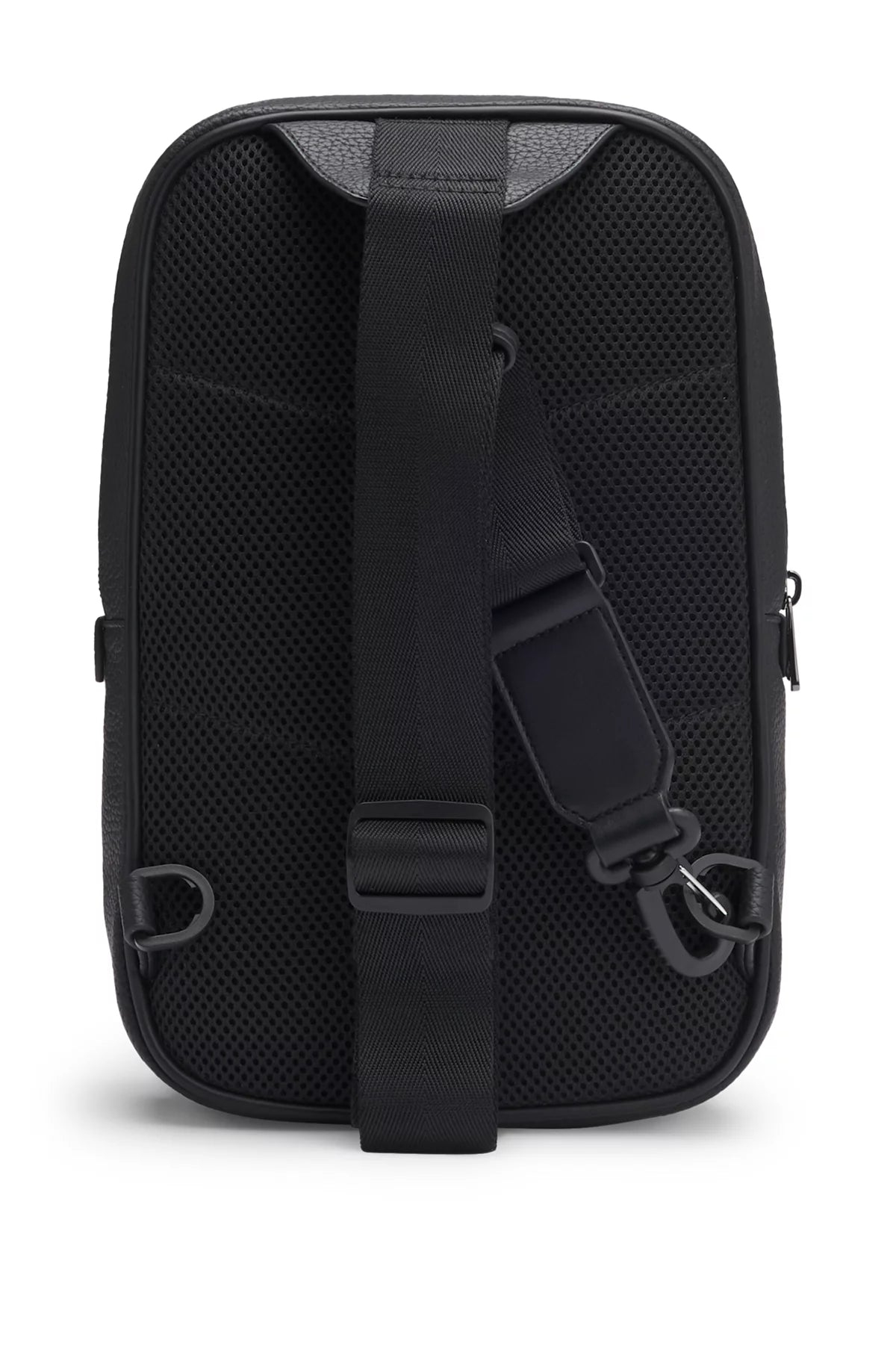 678 - HUGO BOSS Grained mono-strap backpack with stacked logo