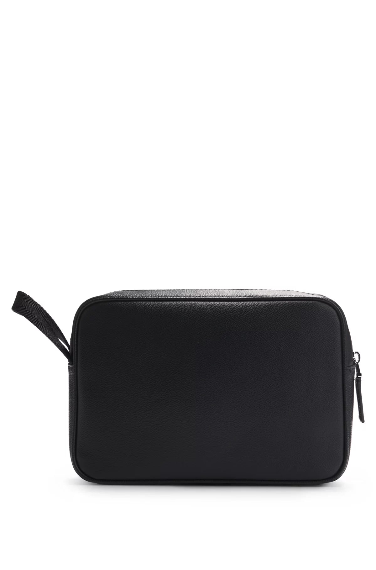 679 - HUGO BOSS Faux-leather washbag with monogram-print front pocket