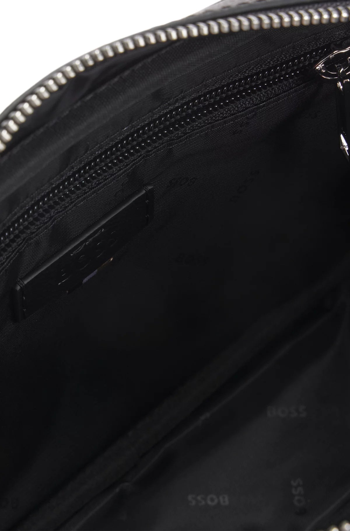 679 - HUGO BOSS Faux-leather washbag with monogram-print front pocket