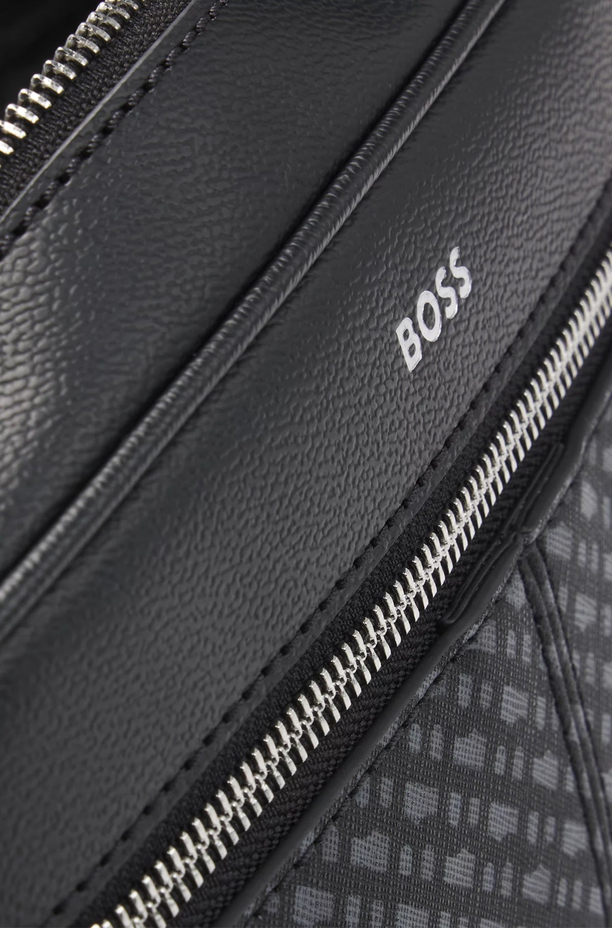 679 - HUGO BOSS Faux-leather washbag with monogram-print front pocket