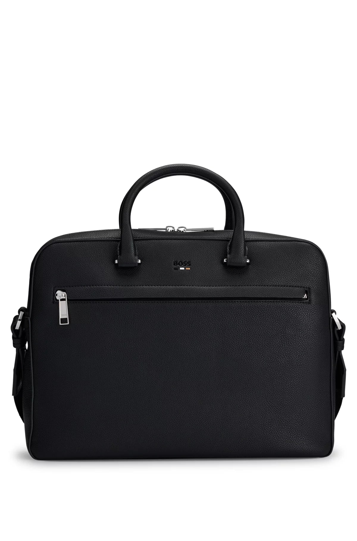680 - HUGO BOSS Faux-leather document case with logo and signature stripe