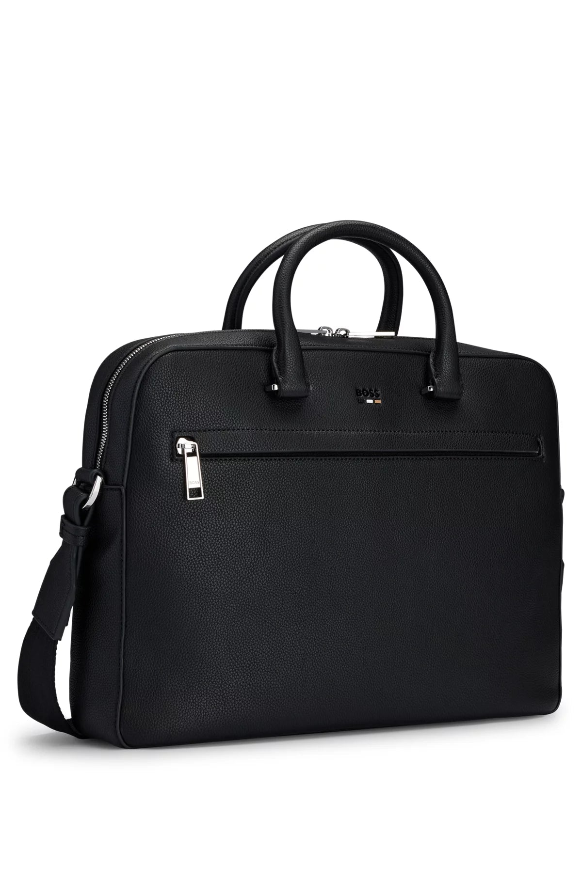 680 - HUGO BOSS Faux-leather document case with logo and signature stripe