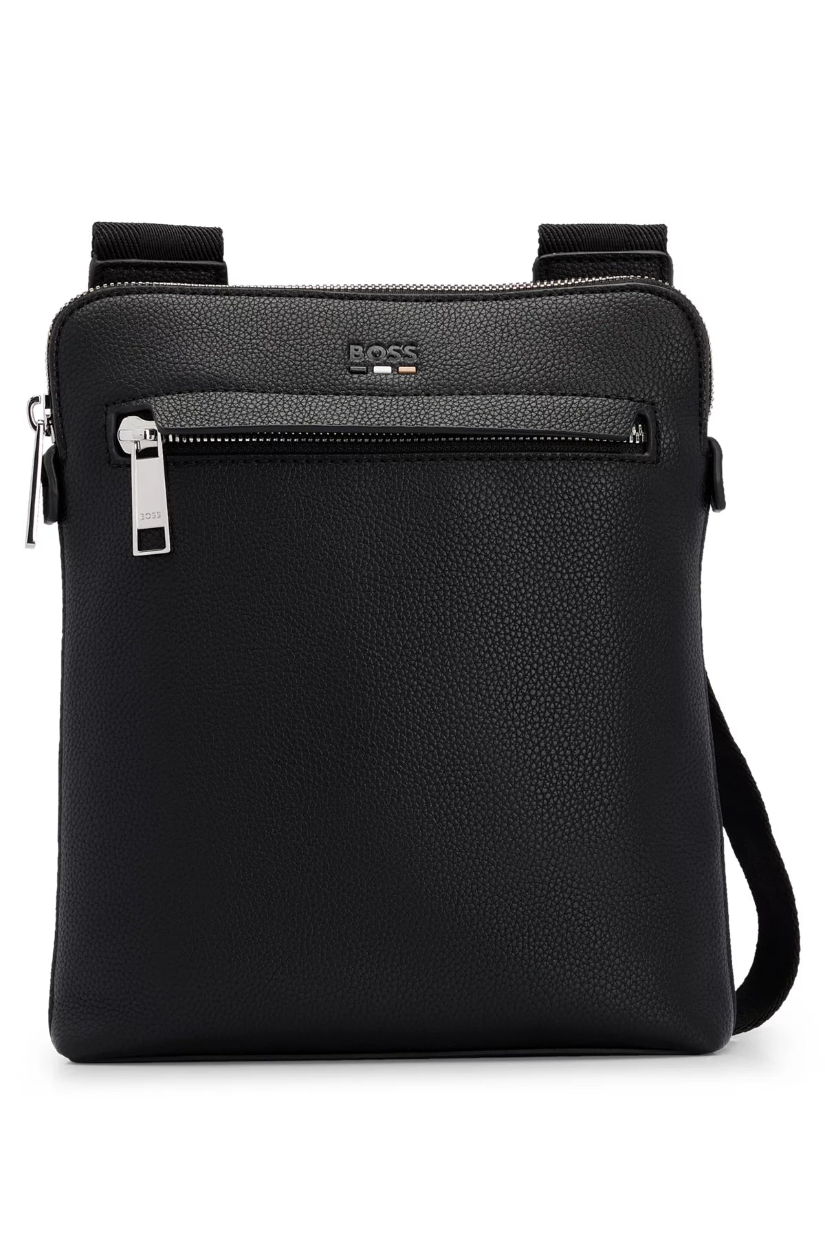 682 - HUGO BOSS Faux-leather envelope bag with logo and signature stripe