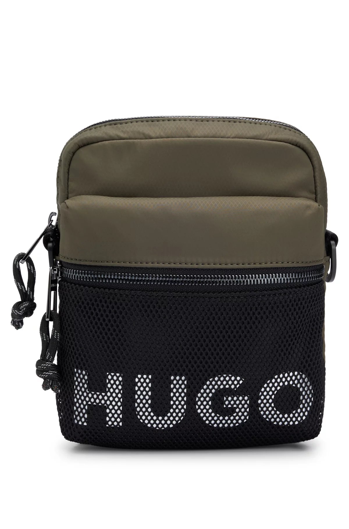 684 - HUGO BOSS Faux-leather envelope bag with logo and signature stripe