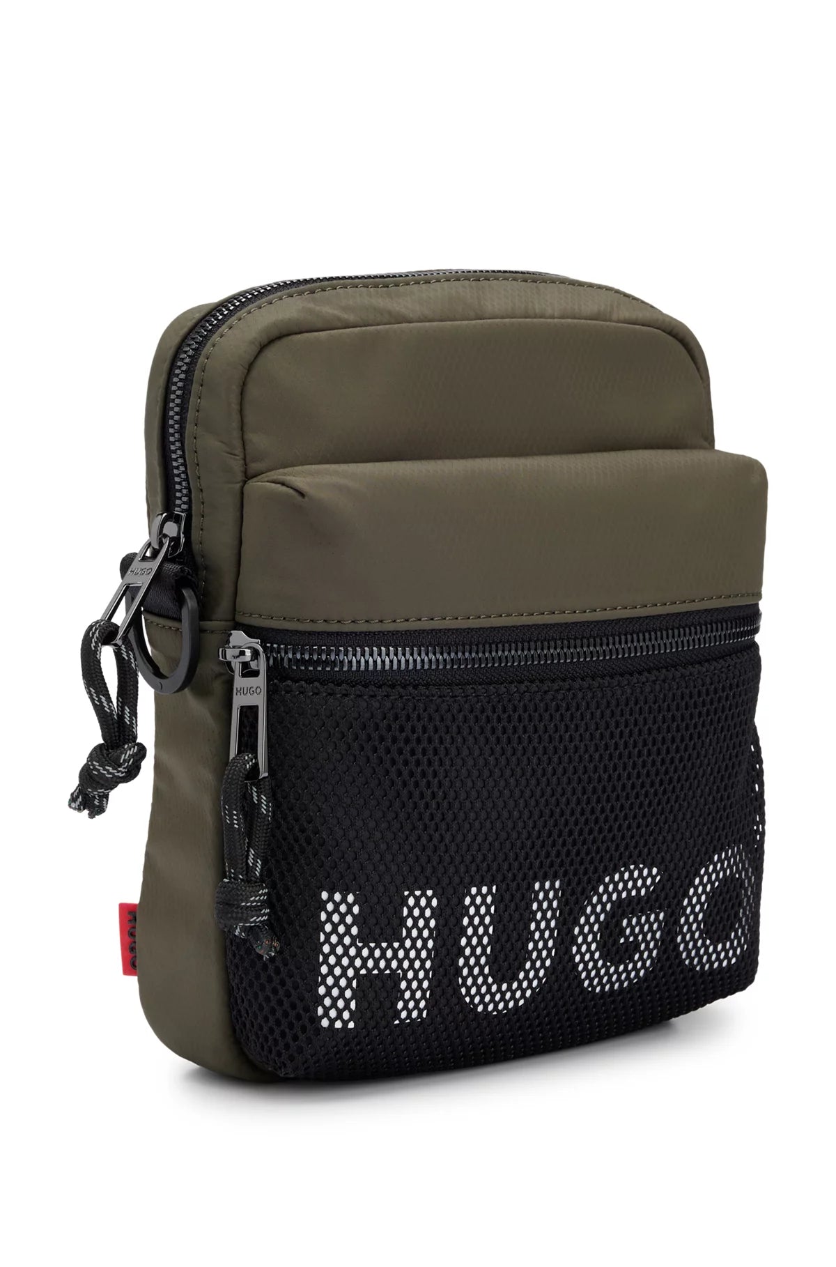 684 - HUGO BOSS Faux-leather envelope bag with logo and signature stripe