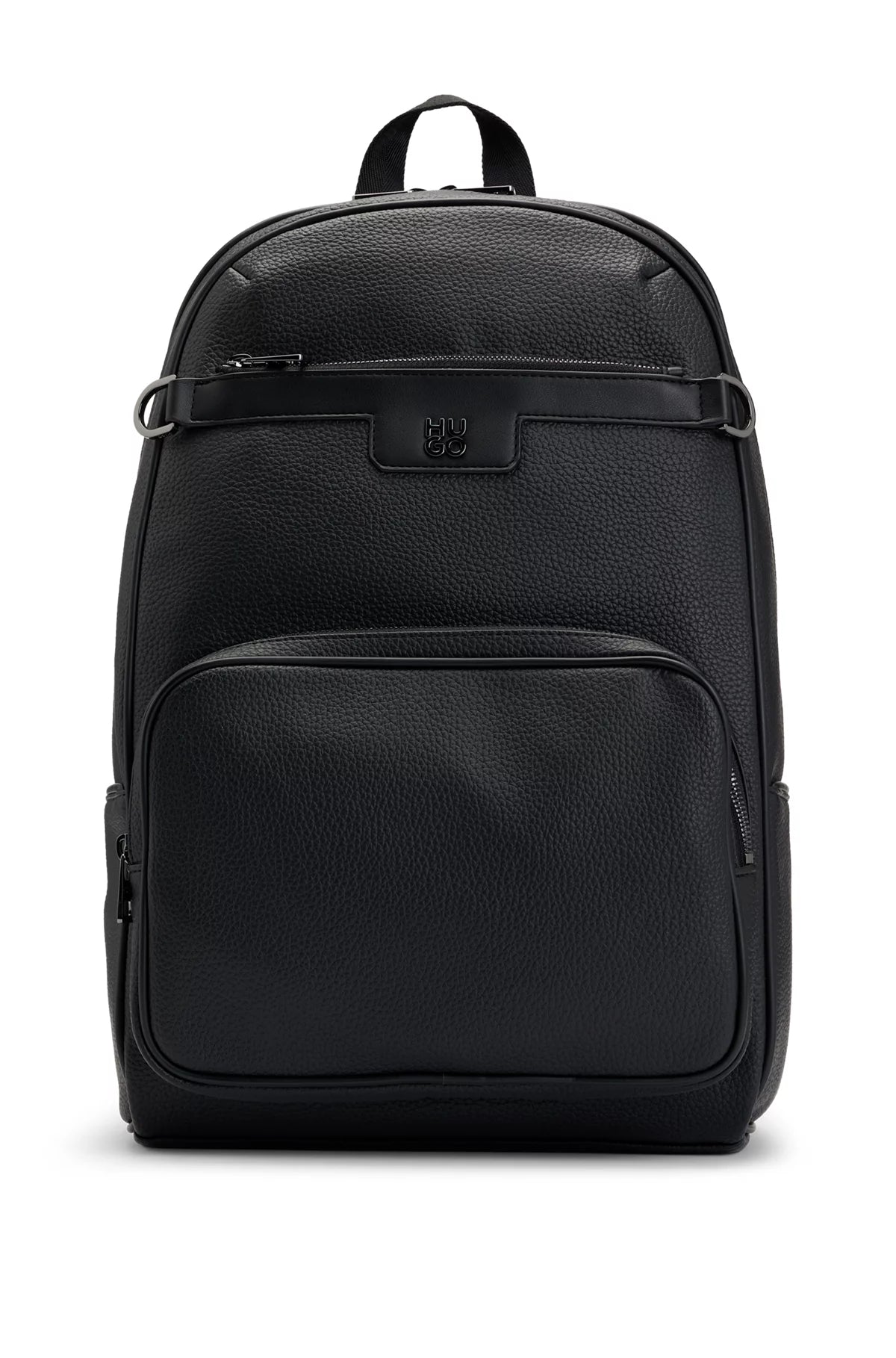 685 - HUGO BOSS Grained faux-leather backpack with stacked logo trim