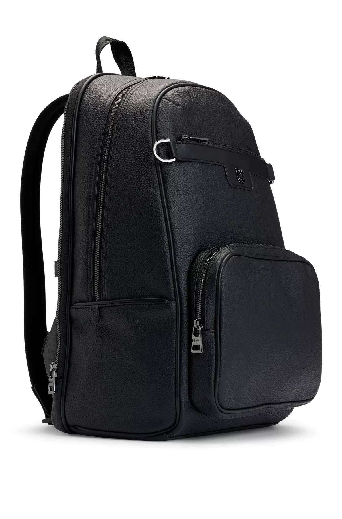 685 - HUGO BOSS Grained faux-leather backpack with stacked logo trim