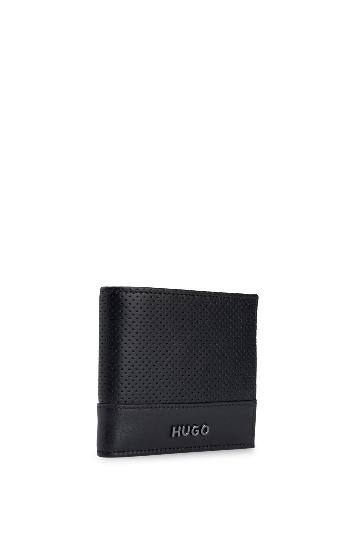 762 - HUGO BOSS Perforated-leather wallet with logo hardware