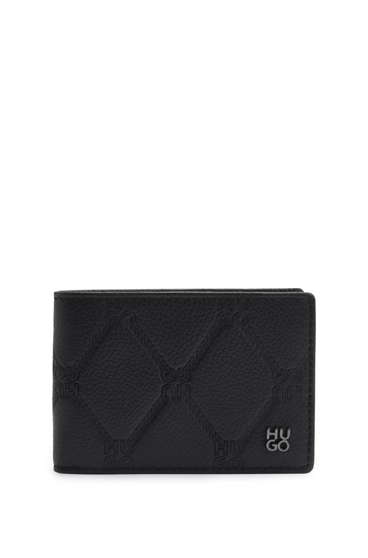 763 - HUGO BOSS Nappa-leather wallet with all-over stacked logos