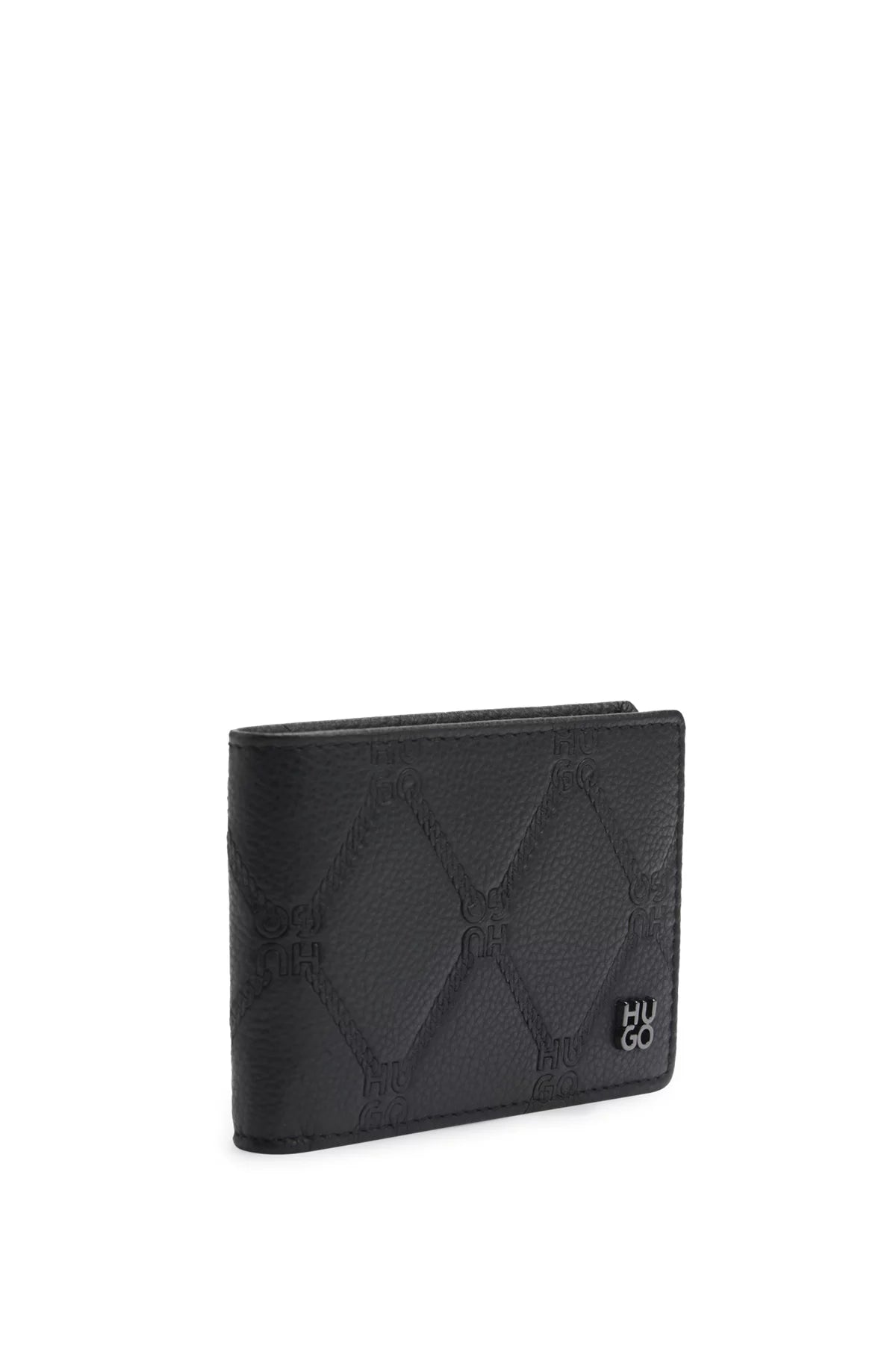 763 - HUGO BOSS Nappa-leather wallet with all-over stacked logos